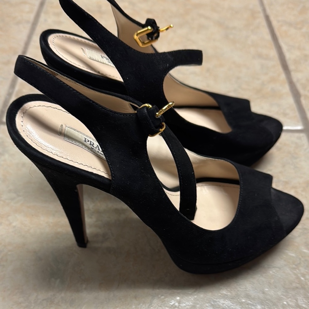 Prada Women's Black Peep-Toe Heels